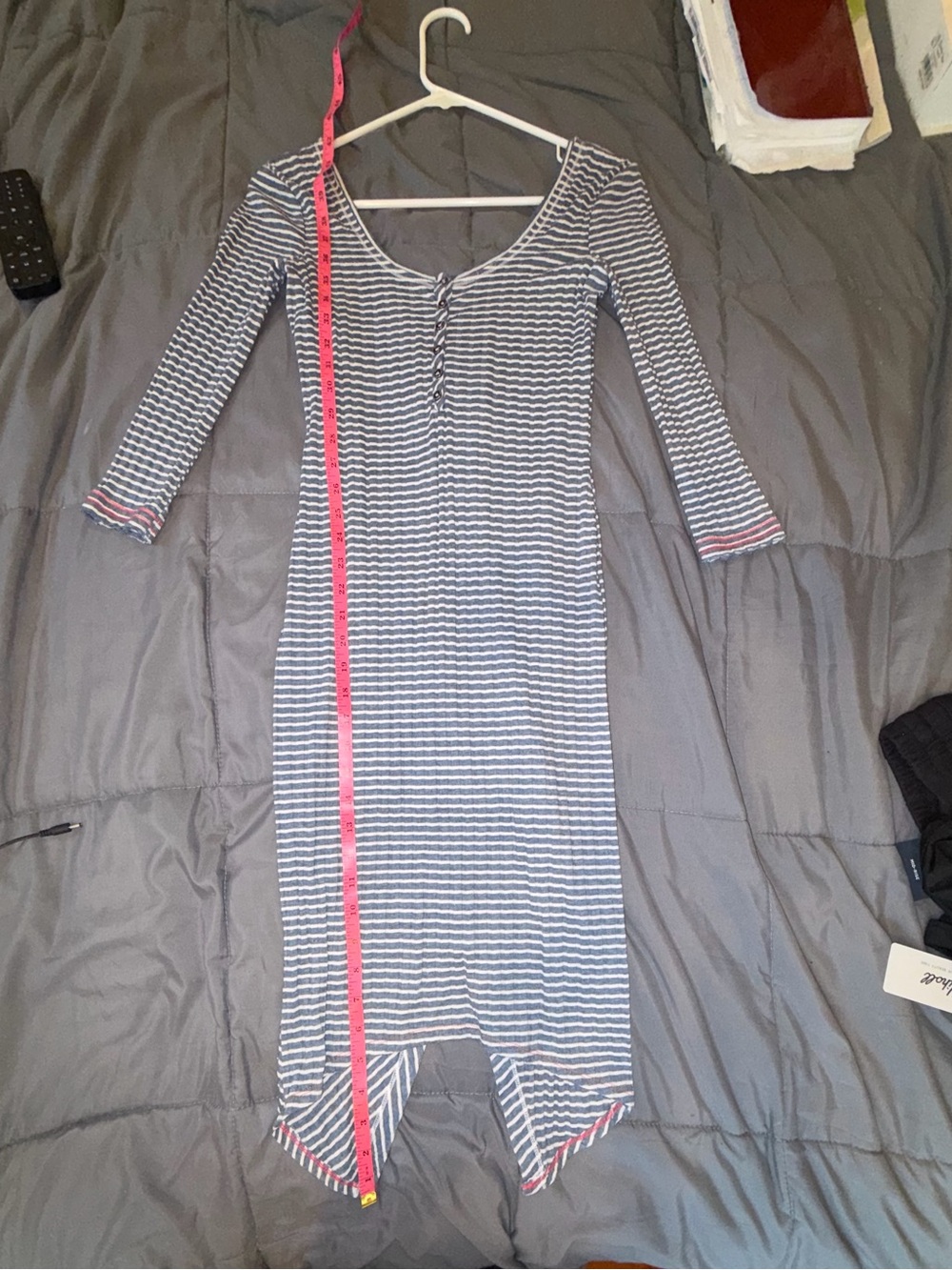 Free People Blue & White Striped Midi Dress XS - Picture 5 of 6